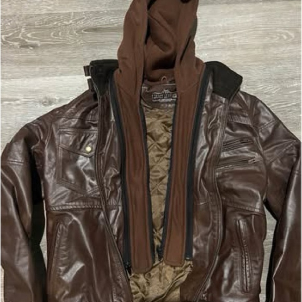 James Leather Jacket with Hood